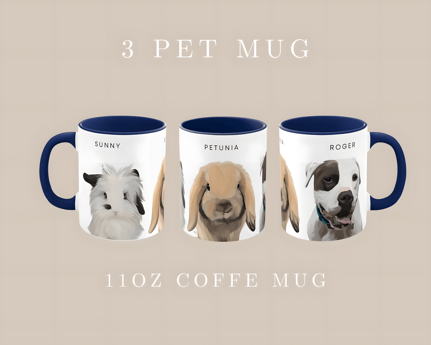 Custom Pet Cartoon Mug, Custom Pet Art mug, Personalized Cartoon Portrait, Custom Pet Art, Gift Idea for Dog Lovers, Veterinarian gift, Pet Memorial, Dog Owner - ecochicdelight