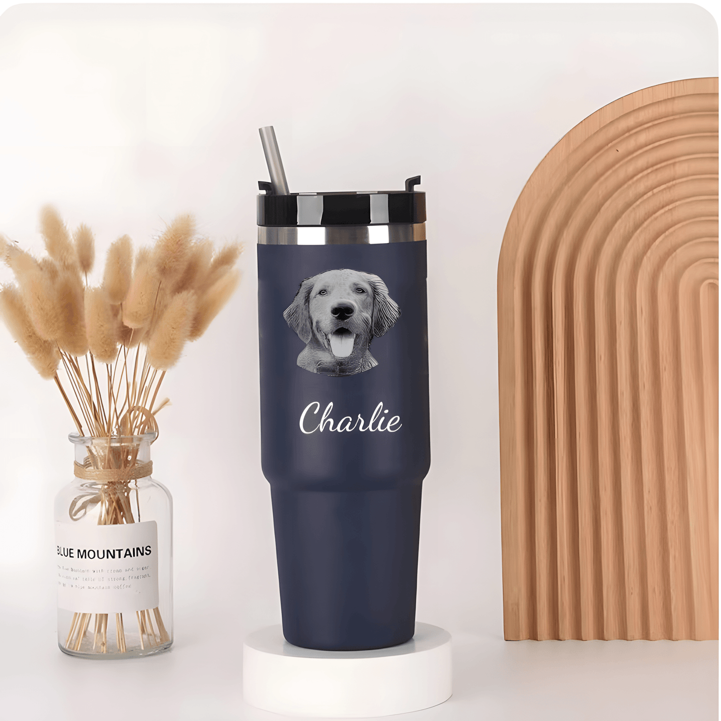 Custom pet Tumbler with photo 30oz, personalized pet portrait pictures cup for pet gift, pet parents tumbler, pet memorial gift,No Handle - ecochicdelight