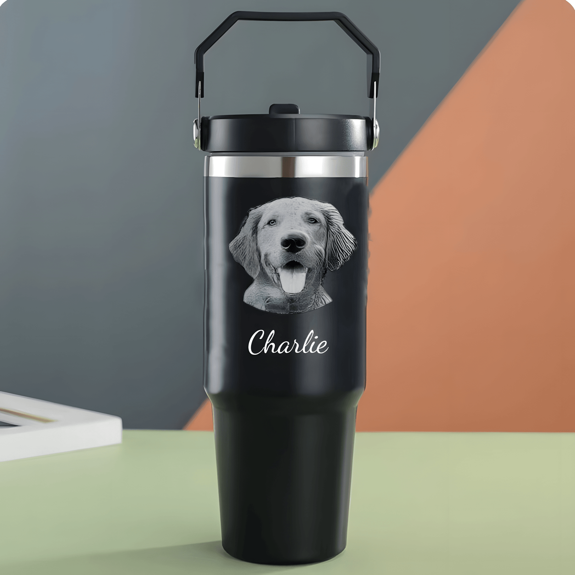 Custom pet Tumbler with photo 30oz, personalized pet portrait pictures cup for pet gift, pet parents tumbler, pet memorial gift - ecochicdelight