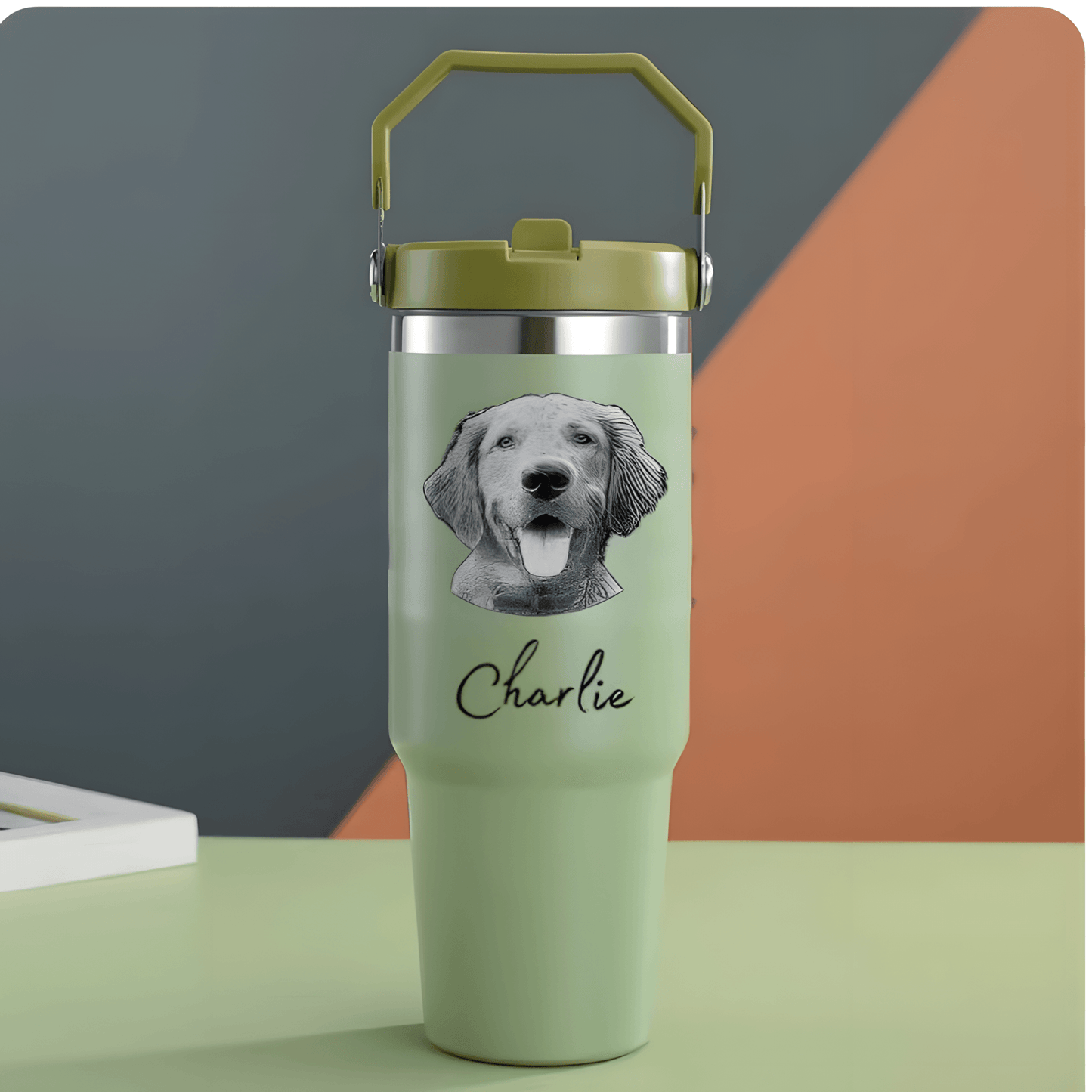 Custom pet Tumbler with photo 30oz, personalized pet portrait pictures cup for pet gift, pet parents tumbler, pet memorial gift - ecochicdelight