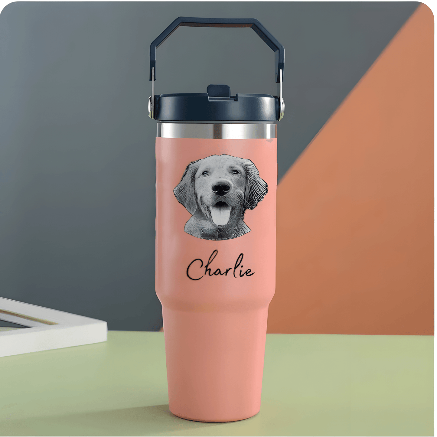 Custom pet Tumbler with photo 30oz, personalized pet portrait pictures cup for pet gift, pet parents tumbler, pet memorial gift - ecochicdelight