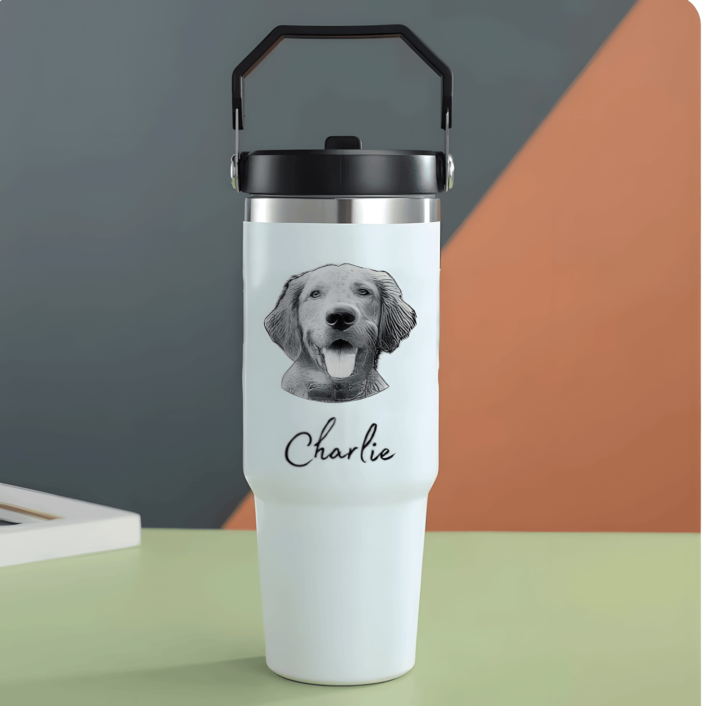 Custom pet Tumbler with photo 30oz, personalized pet portrait pictures cup for pet gift, pet parents tumbler, pet memorial gift - ecochicdelight