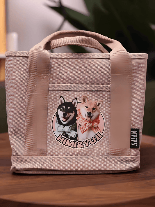 Custom Dog Photo Tote Bag, Pet Portrait Bag, Pet Picture Tote Bag, Dog Name Tote Bag, Pet Bag With Name, Personalized Tote Bag - ecochicdelight