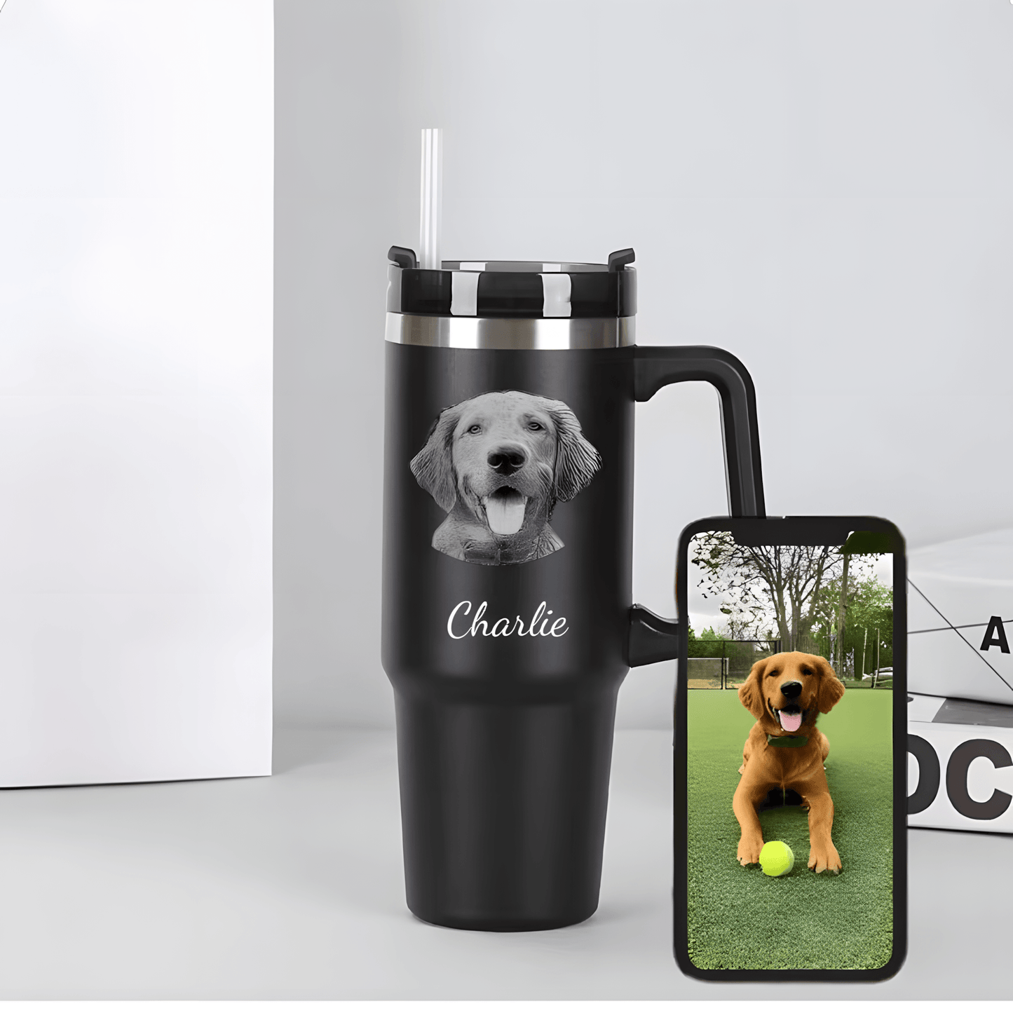 Custom Pet photo Tumbler 30oz, pet parents tumbler, personalized portrait pictures cup for pet gift, pet parents tumbler, pet memorial gift - ecochicdelight